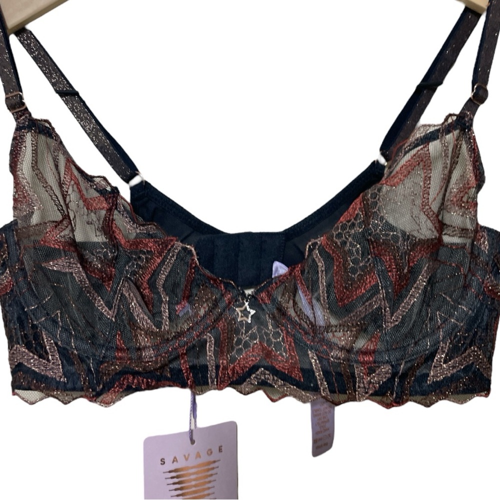 SAVAGE X FENTY SHINING STAR EMBROIDERED UNLINED DEMI BRA